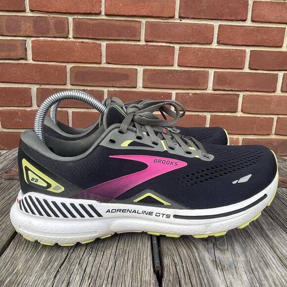 Brooks Adrenaline GTS 23 Women’s Running Shoes Size 9 Black Pink Sneakers - Picture 1 of 10